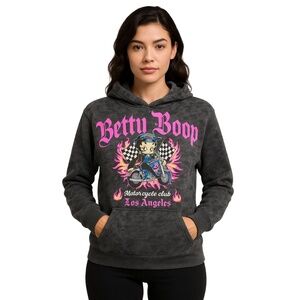 BETTY BOOP‎ Women’s Hoodie Medium Slate Grey Motorcycle Club Los Angeles Graphic